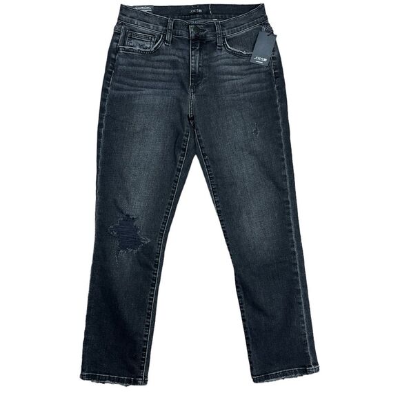 JOE'S Jeans Mid-Rise Kasey Straight Crop Jeans Black Distressed size 26 - Picture 2 of 13